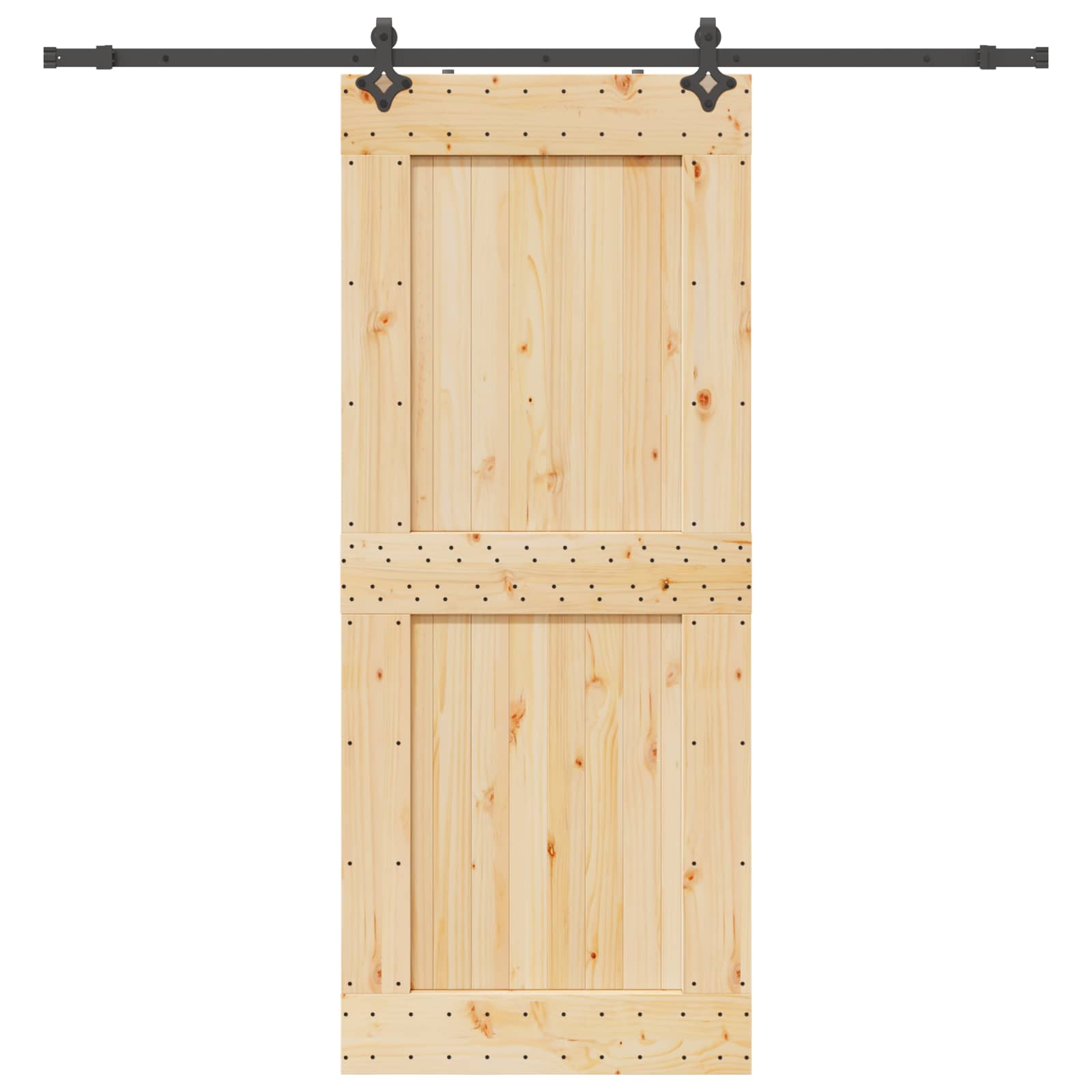 Slankios durys NARVIK Natūrali ir juoda 95 x 210 cm (213,5 cm)