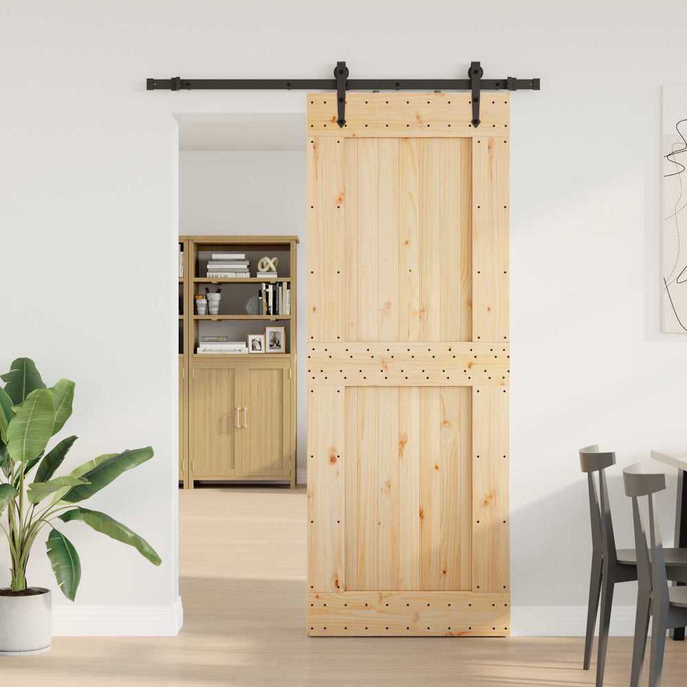 Slankios durys NARVIK Natūrali ir juoda 85 x 210 cm (152,5 cm)