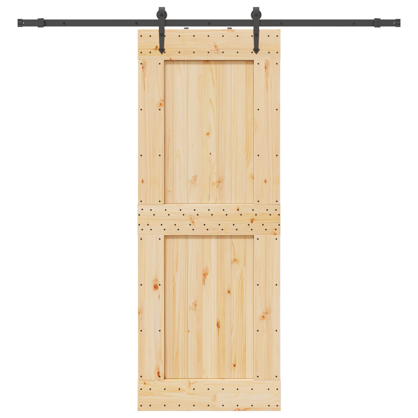 Bīdāmās durvis NARVIK Dabīgās krāsas un melnas 85 x 210 cm (213,5 cm)