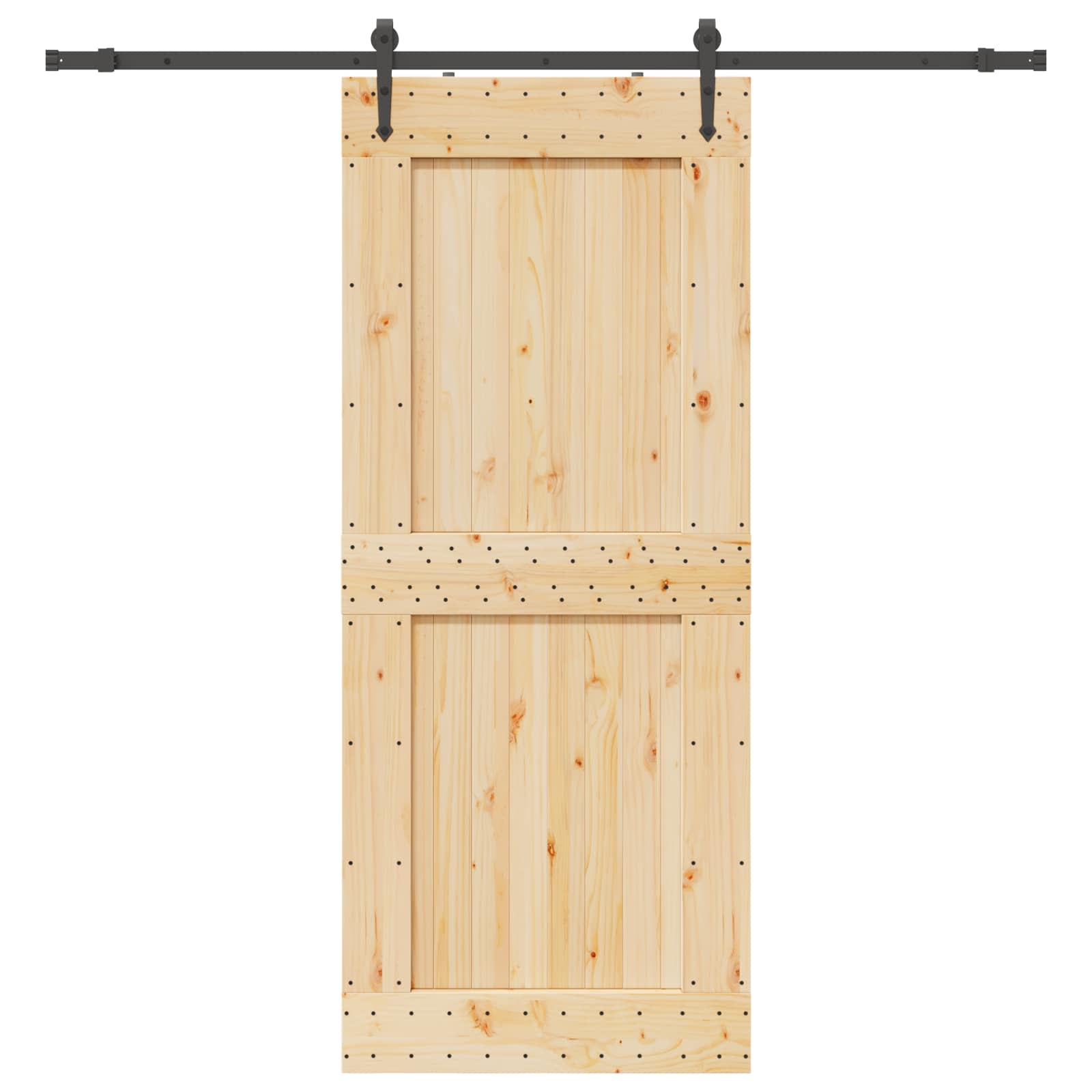 Slankios durys NARVIK Natūrali ir juoda 95 x 210 cm (213,5 cm)