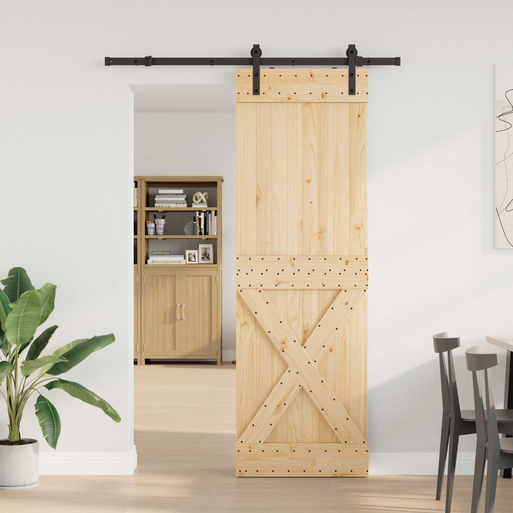 Slankios durys NARVIK Natūrali ir juoda 70 x 210 cm (152,5 cm)