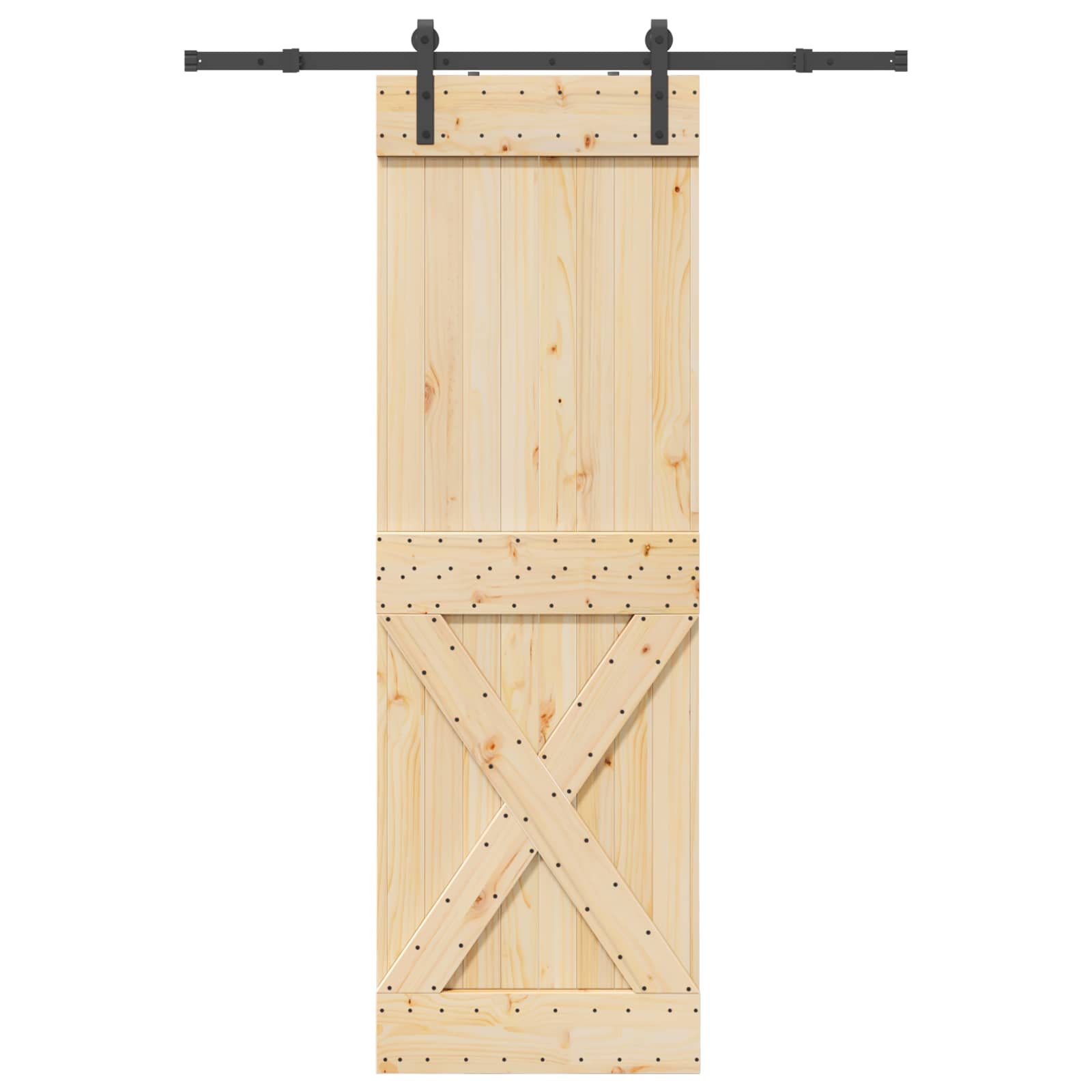 Slankios durys NARVIK Natūrali ir juoda 70 x 210 cm (152,5 cm)