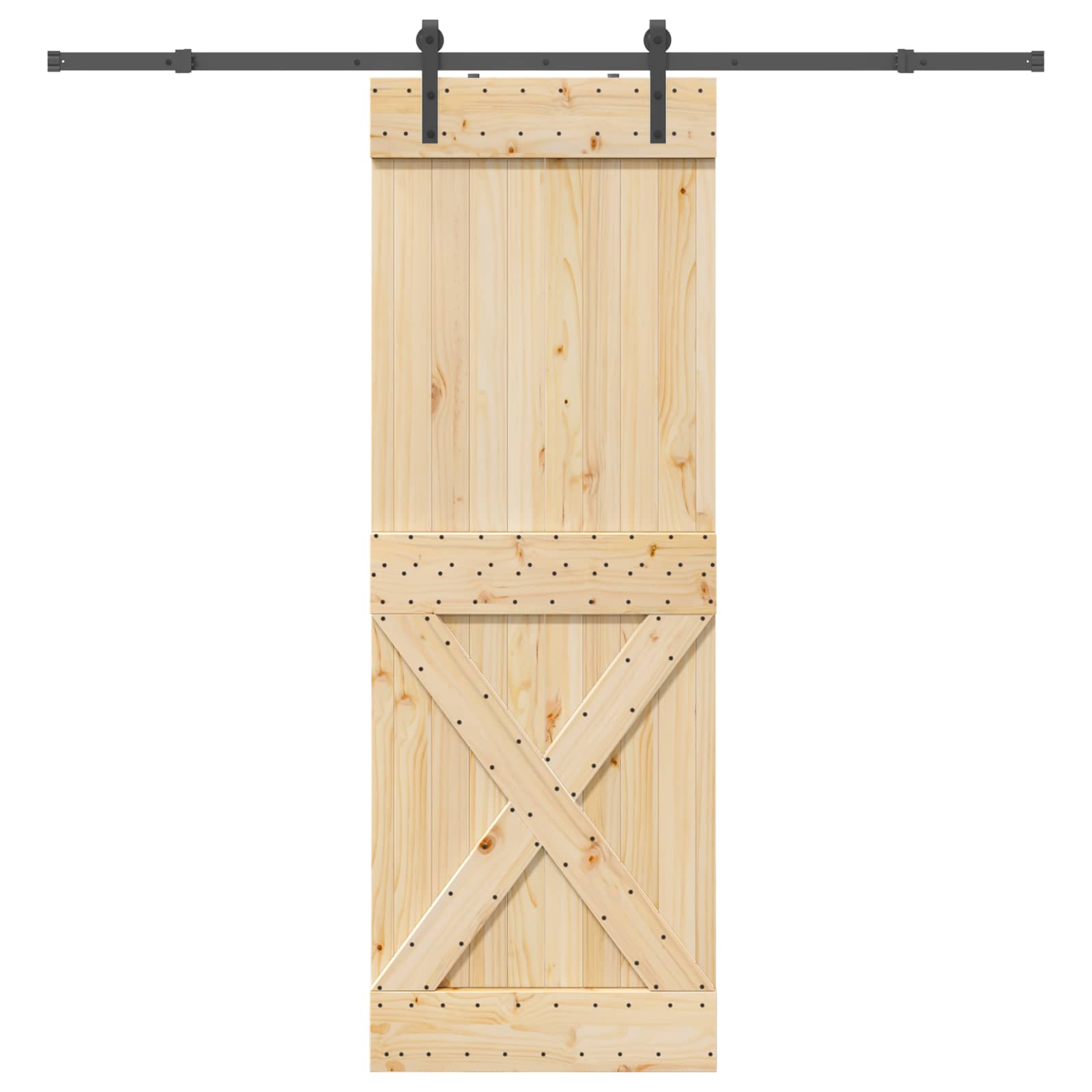 Slankios durys NARVIK Natūrali ir juoda 80 x 210 cm (213,5 cm)