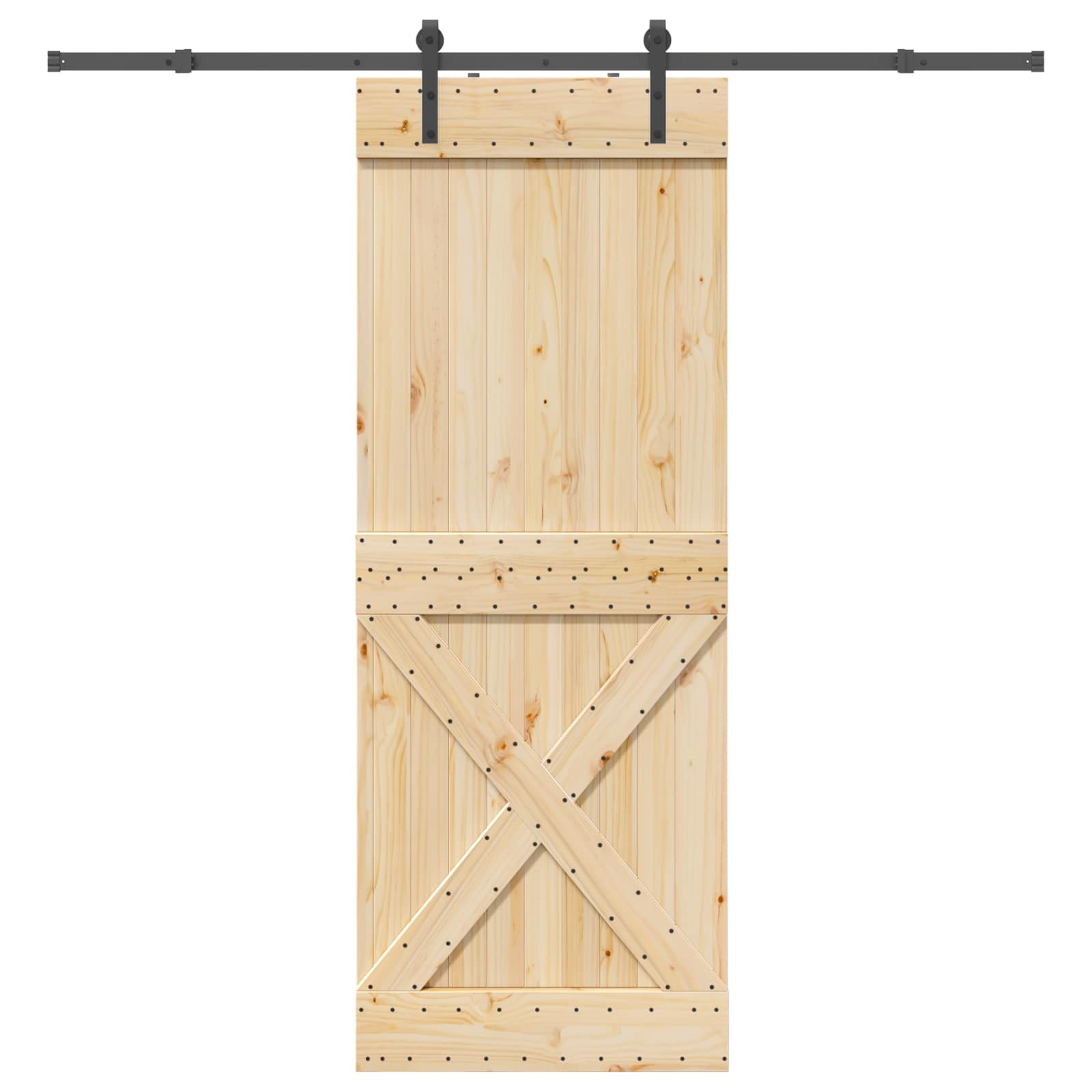Slankios durys NARVIK Natūrali ir juoda 85 x 210 cm (213,5 cm)