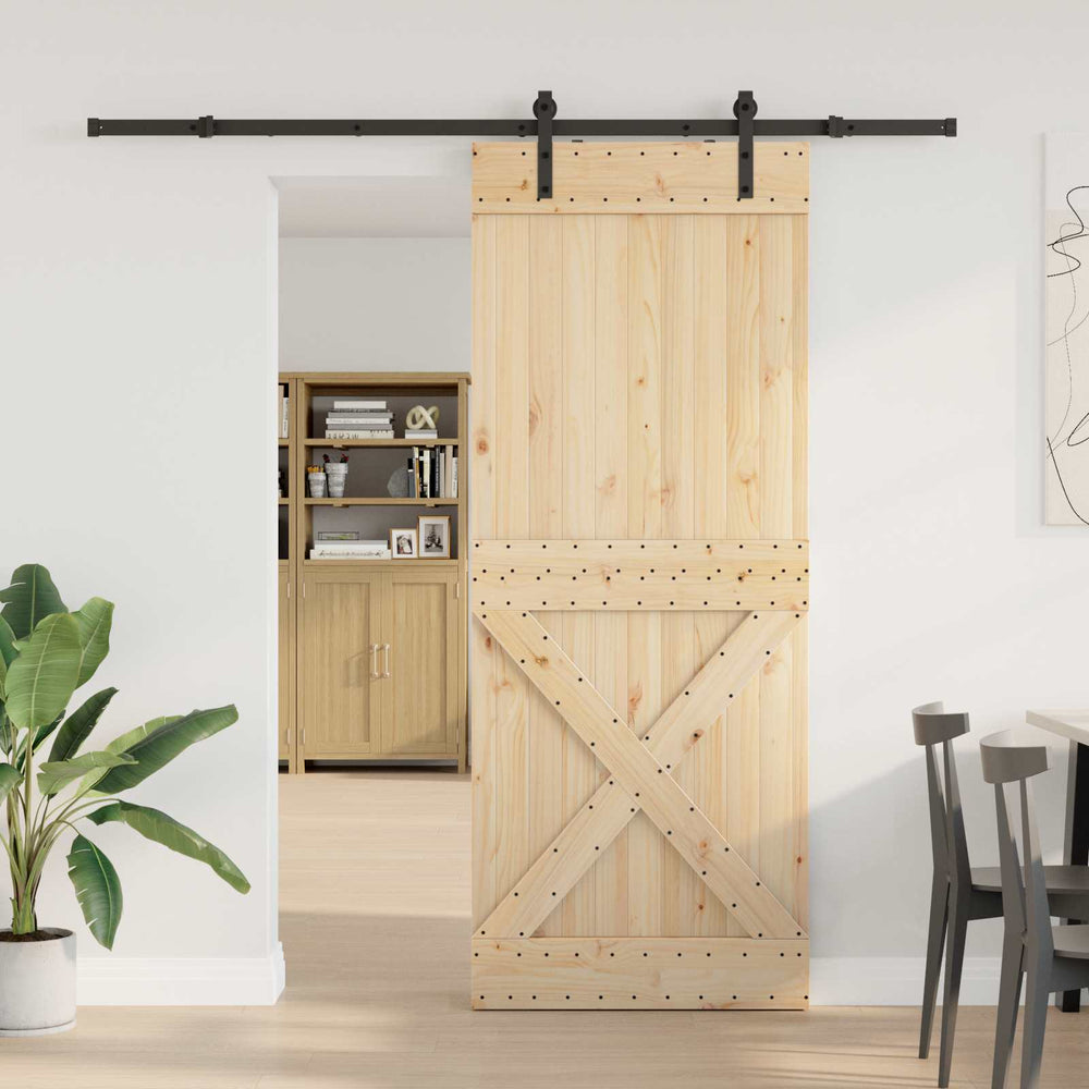 Slankios durys NARVIK Natūrali ir juoda 90 x 210 cm (213,5 cm)