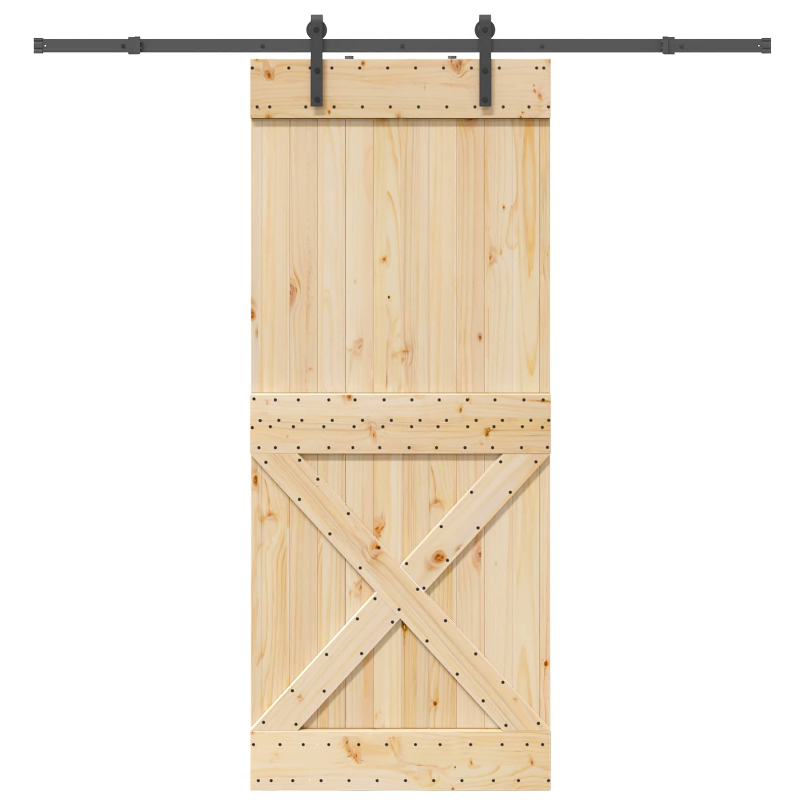 Slankios durys NARVIK Natūrali ir juoda 90 x 210 cm (213,5 cm)