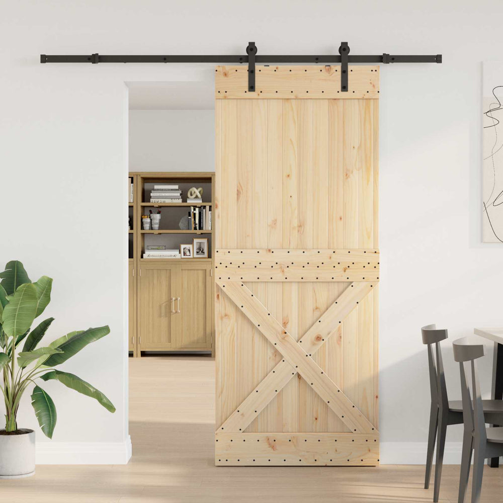 Slankios durys NARVIK Natūrali ir juoda 100 x 210 cm (213,5 cm)