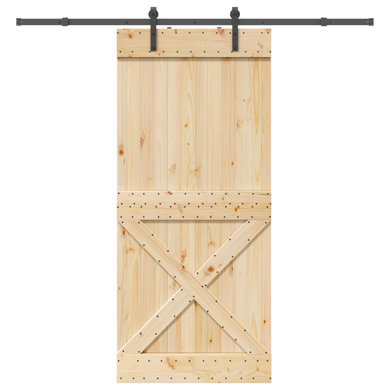 Slankios durys NARVIK Natūrali ir juoda 100 x 210 cm (213,5 cm)