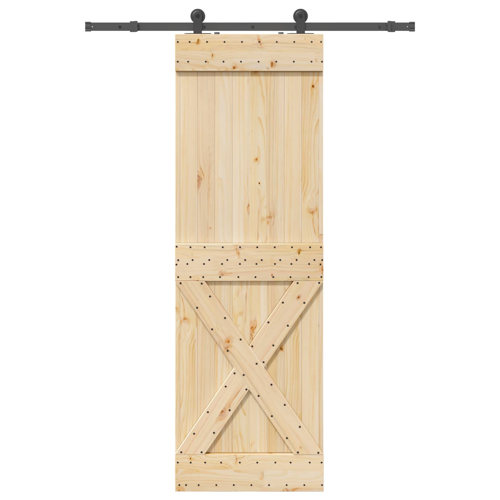 Slankios durys NARVIK Natūrali ir juoda 70 x 210 cm (152,5 cm)