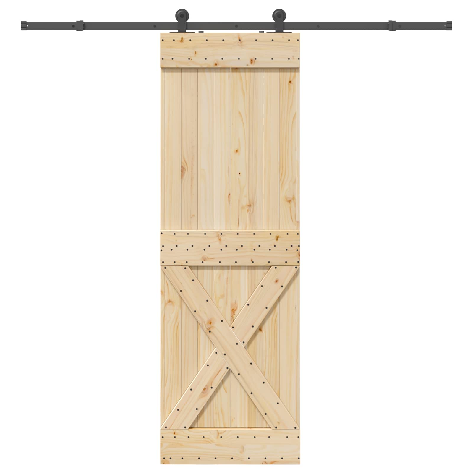 Slankios durys NARVIK Natūrali ir juoda 70 x 210 cm (213,5 cm)