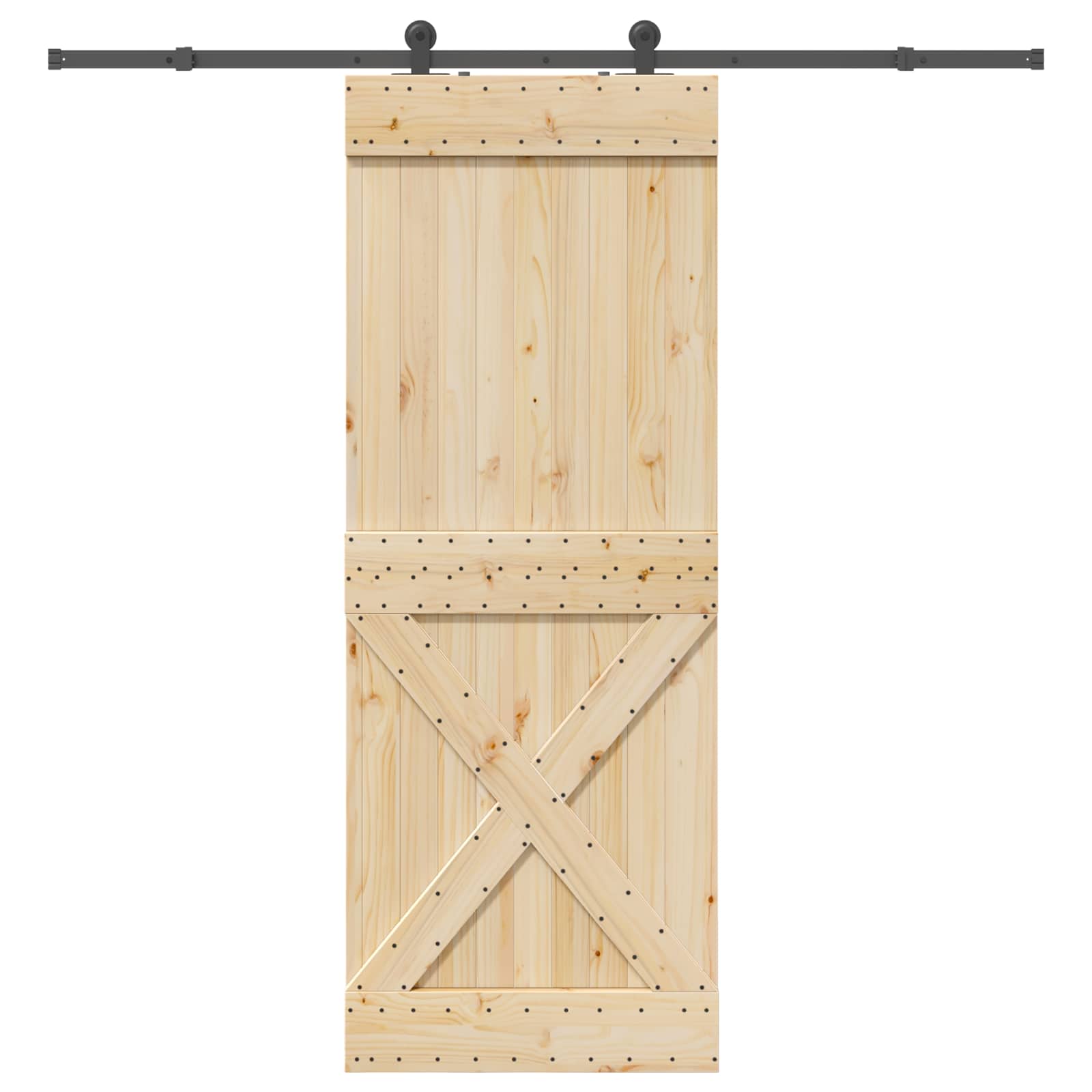 Slankios durys NARVIK Natūrali ir juoda 85 x 210 cm (213,5 cm)