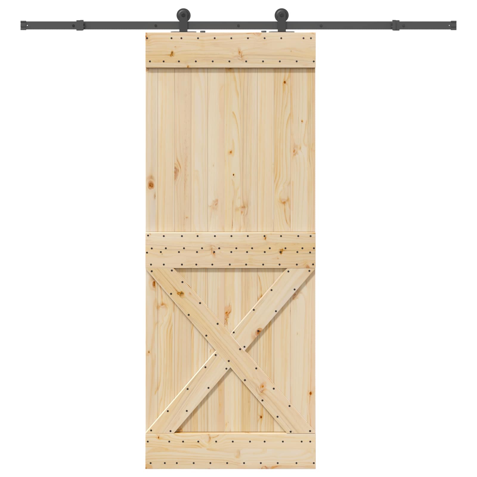 Slankios durys NARVIK Natūrali ir juoda 90 x 210 cm (213,5 cm)