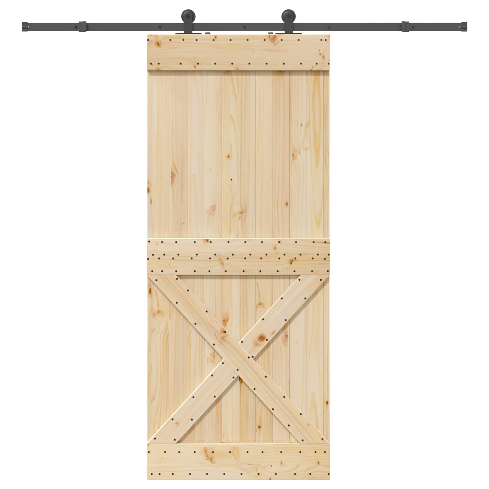 Slankios durys NARVIK Natūrali ir juoda 95 x 210 cm (213,5 cm)
