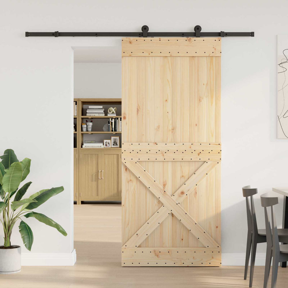 Slankios durys NARVIK Natūrali ir juoda 100 x 210 cm (213,5 cm)