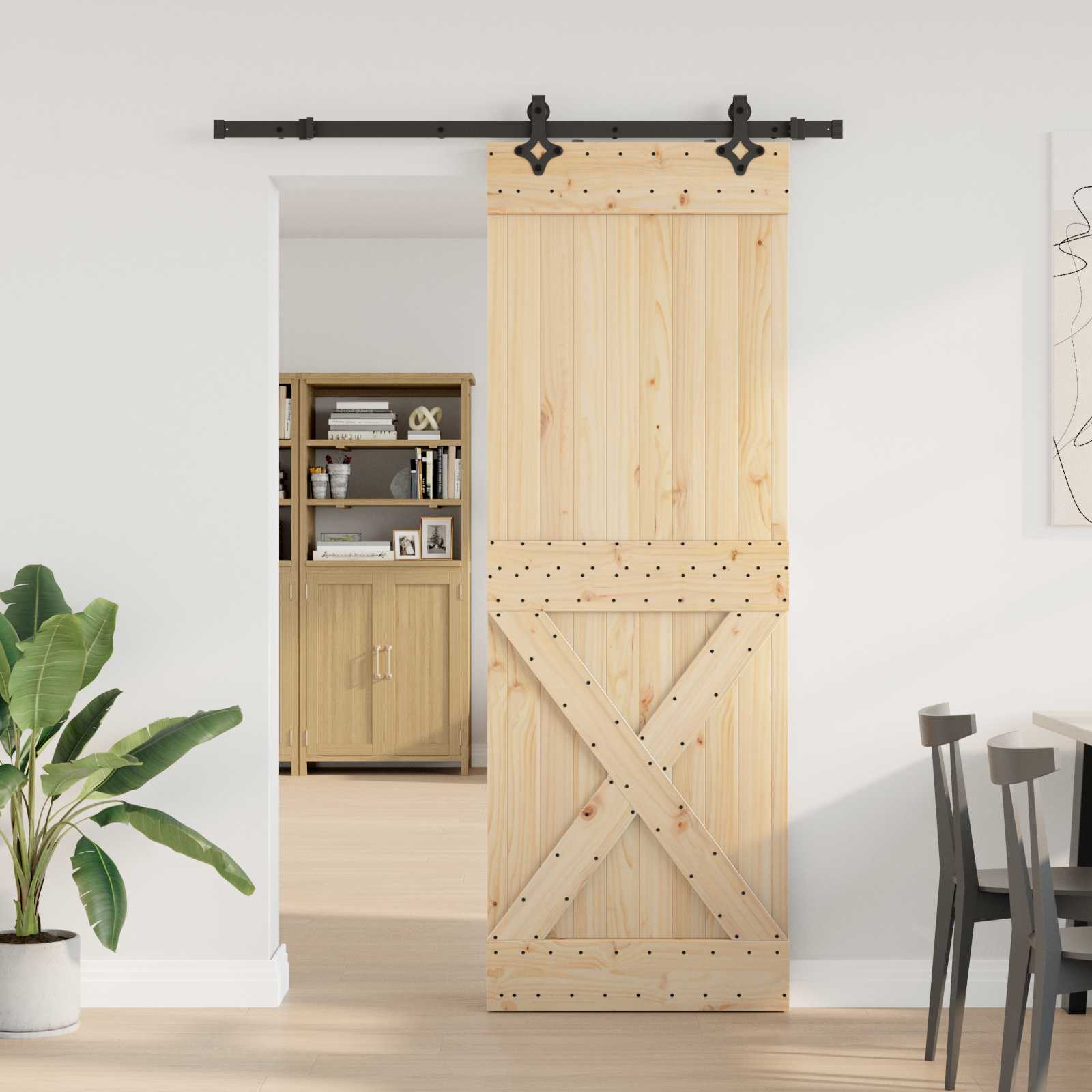 Bīdāmās durvis NARVIK Dabīgā un melna 80 x 210 cm (152,5 cm)