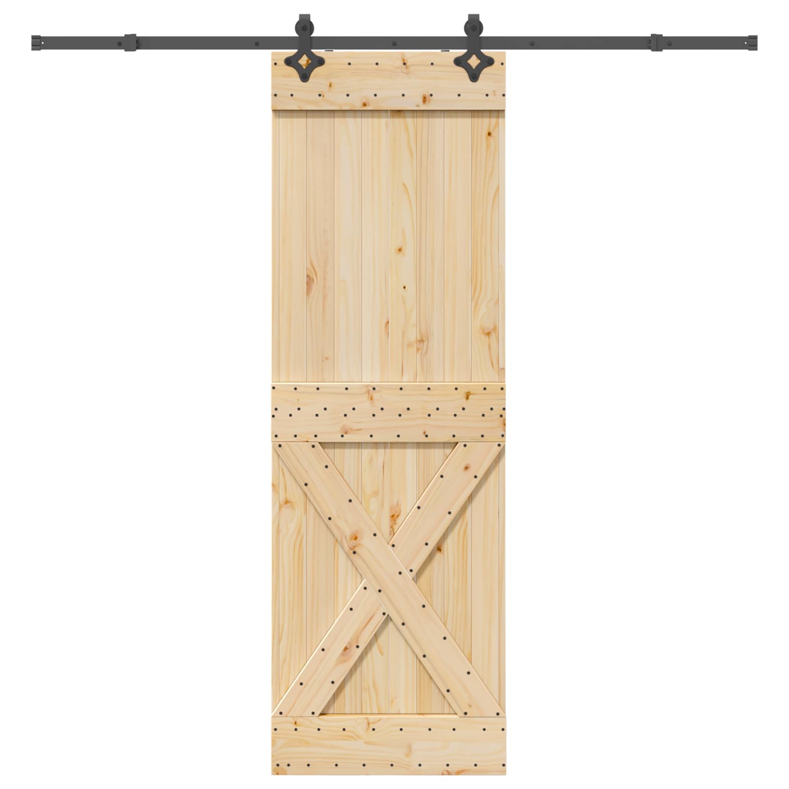 Slankios durys NARVIK Natūrali ir juoda 70 x 210 cm (213,5 cm)