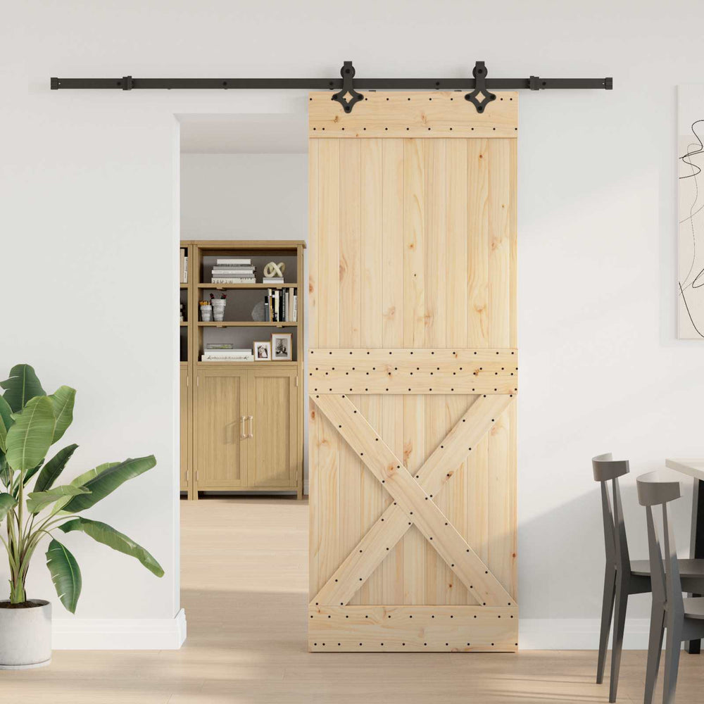 Slankios durys NARVIK Natūrali ir juoda 85 x 210 cm (213,5 cm)