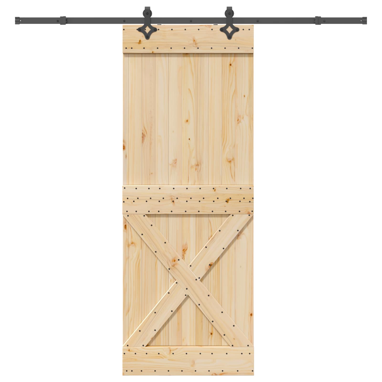 Slankios durys NARVIK Natūrali ir juoda 85 x 210 cm (213,5 cm)