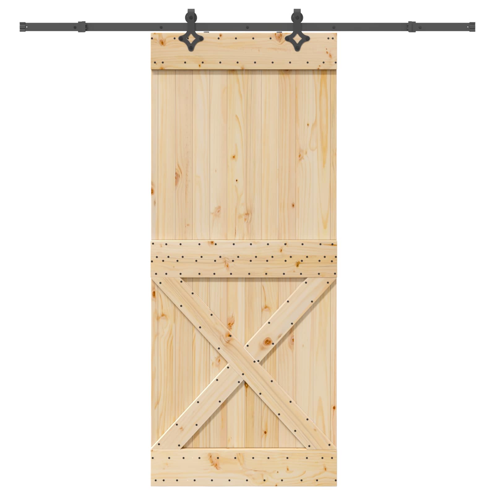 Slankios durys NARVIK Natūrali ir juoda 95 x 210 cm (213,5 cm)