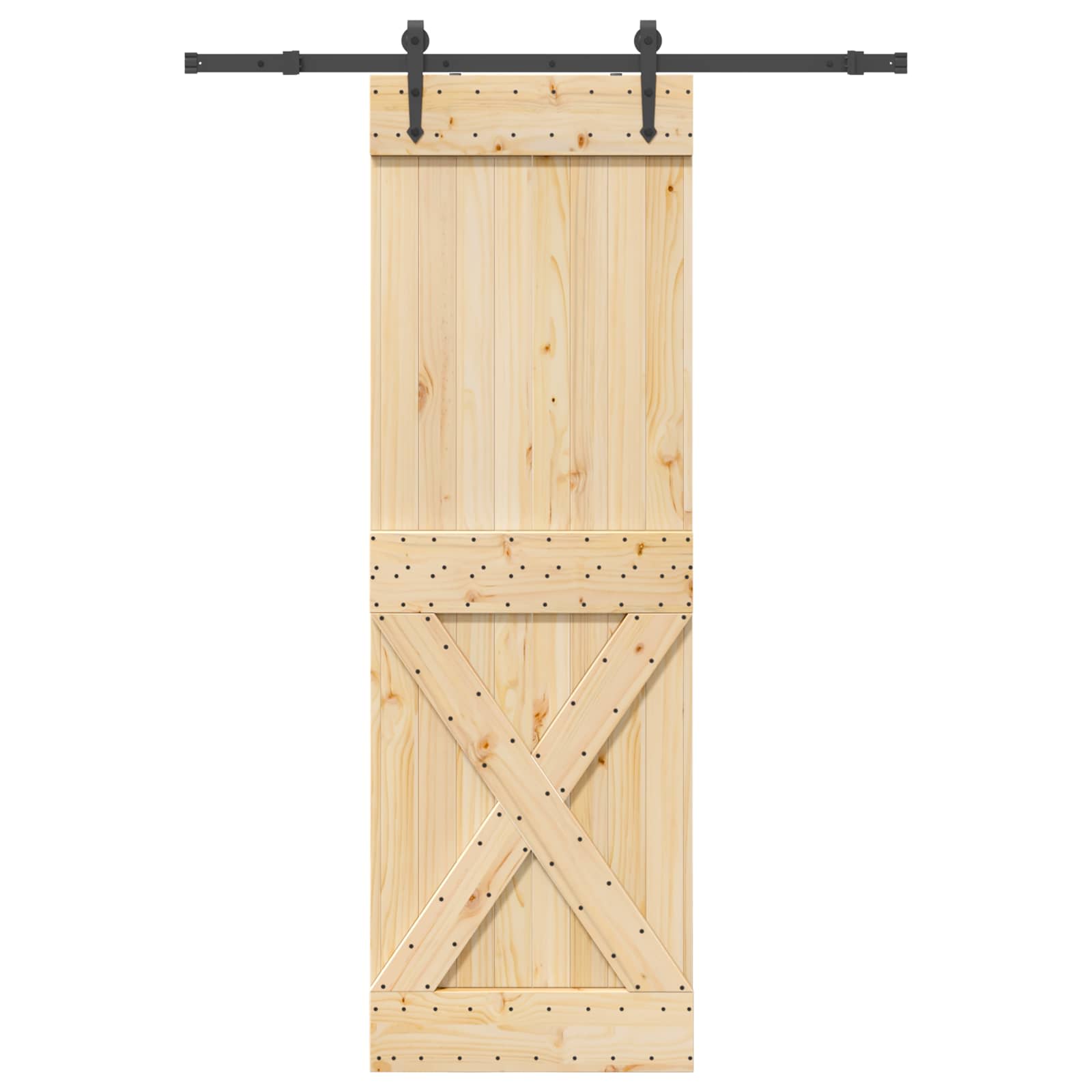 Slankios durys NARVIK Natūrali ir juoda 70 x 210 cm (152,5 cm)