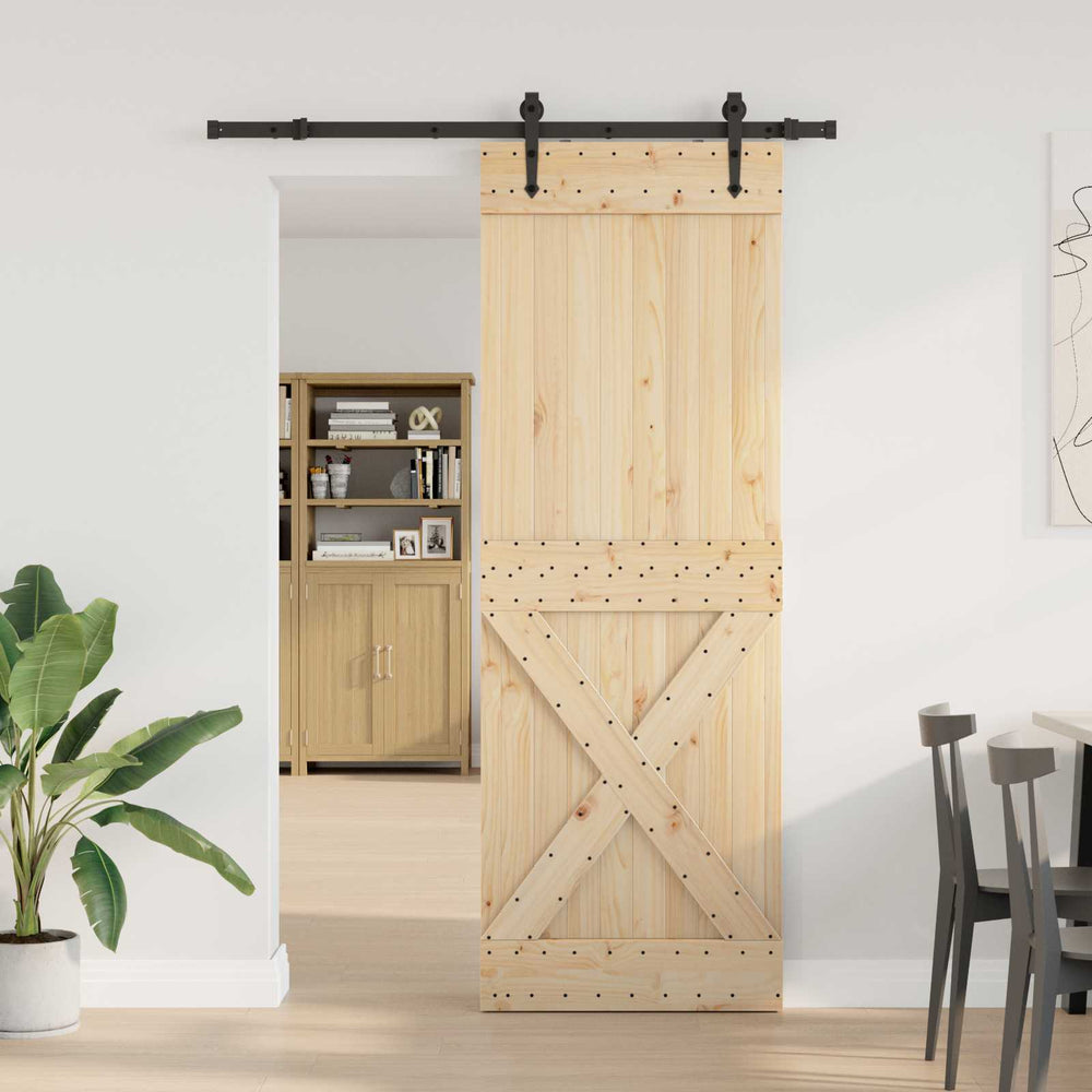 Slankios durys NARVIK Natūrali ir juoda 80 x 210 cm (152,5 cm)