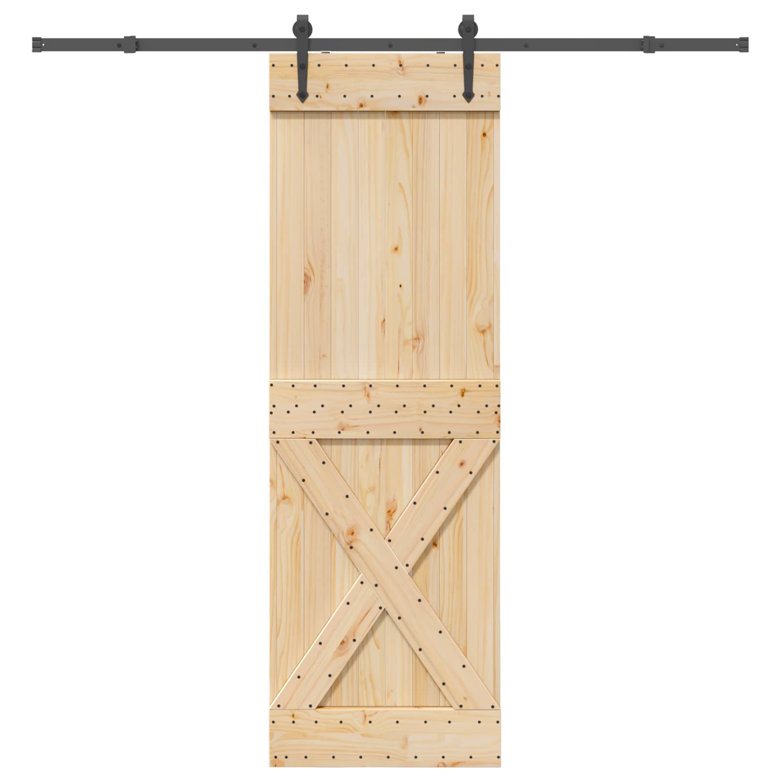 Slankios durys NARVIK Natūrali ir juoda 70 x 210 cm (213,5 cm)