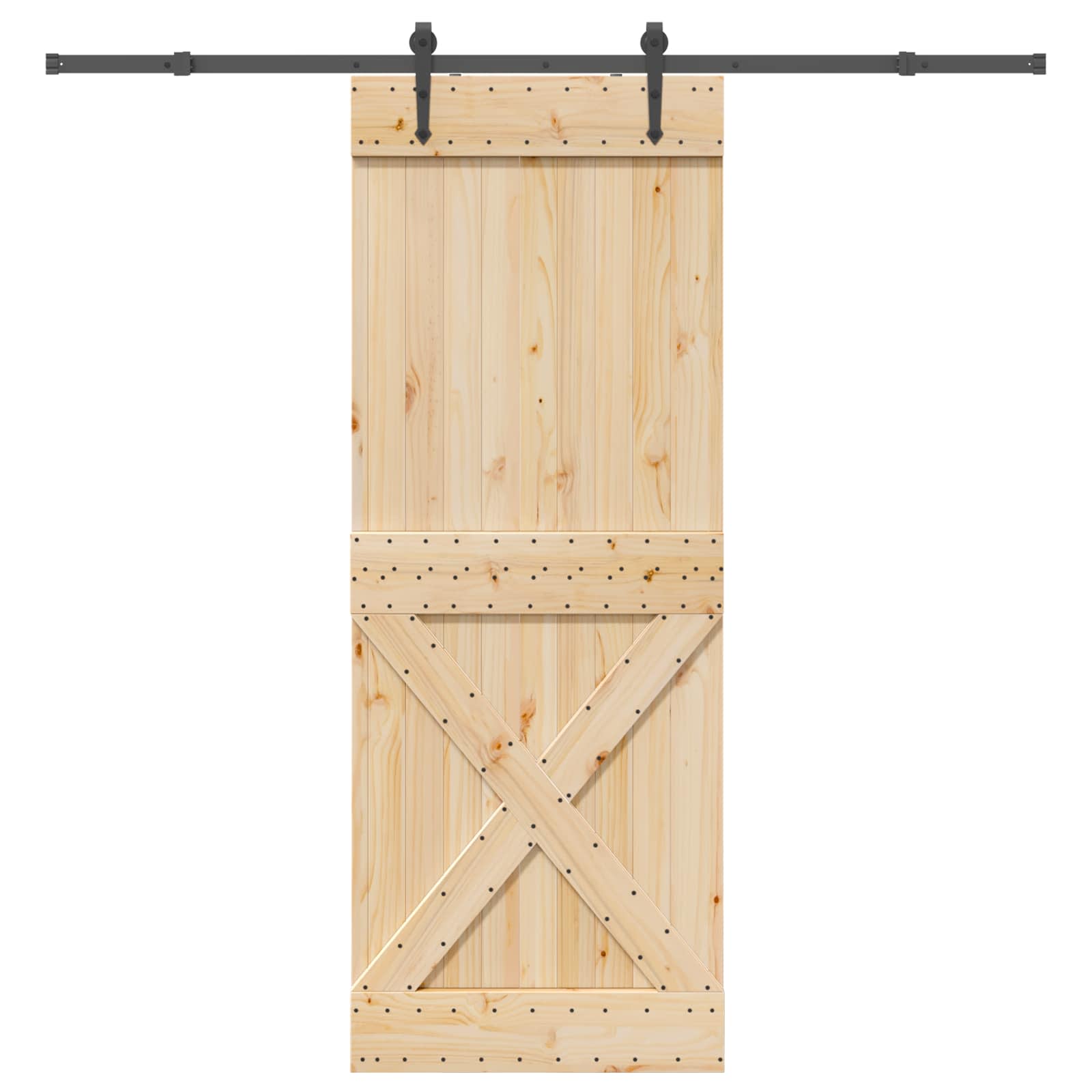 Slankios durys NARVIK Natūrali ir juoda 85 x 210 cm (213,5 cm)