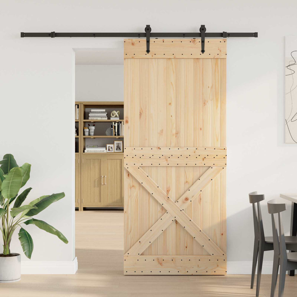 Slankios durys NARVIK Natūrali ir juoda 100 x 210 cm (213,5 cm)
