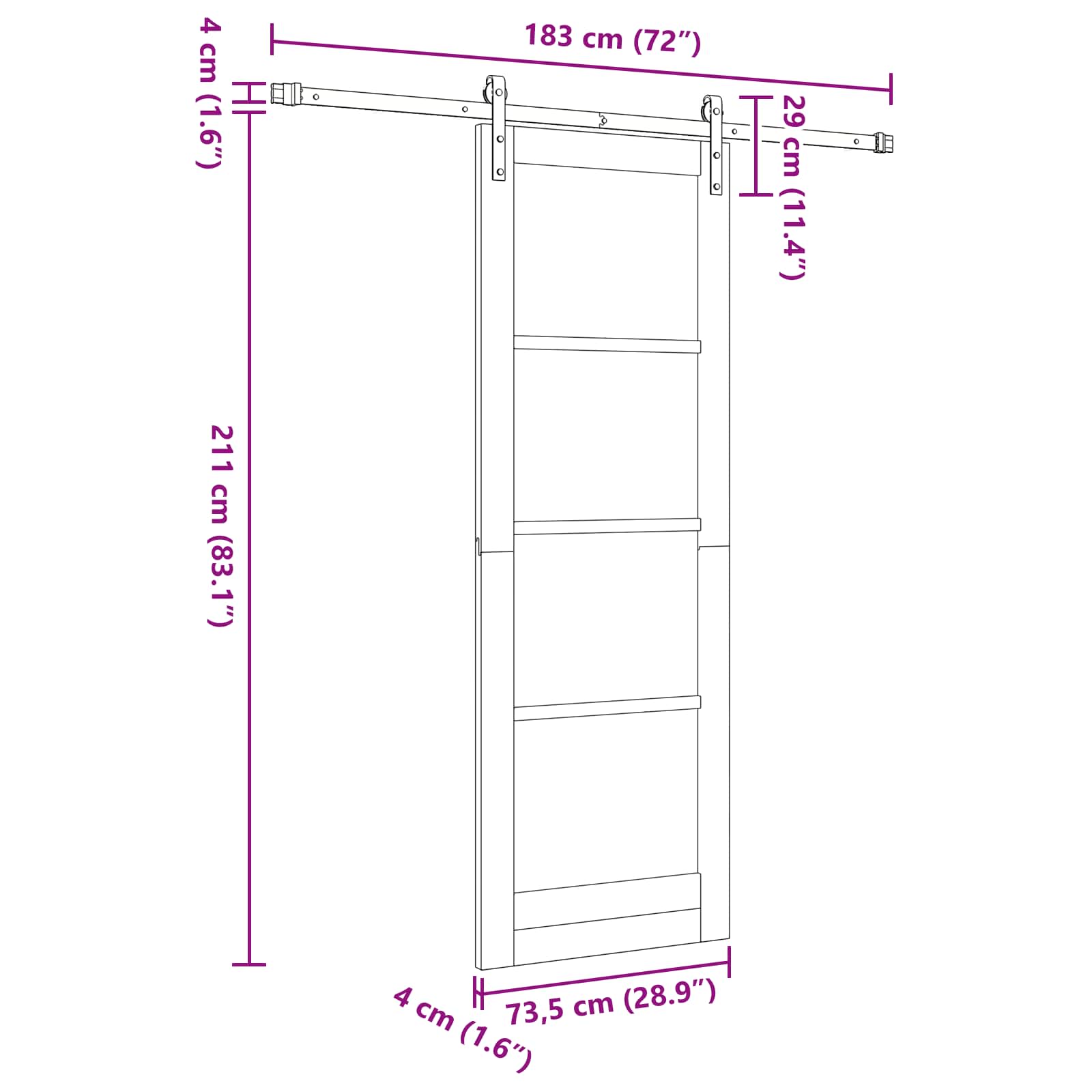Slankios durys Natūrali ir juoda 73,5 x 211 cm