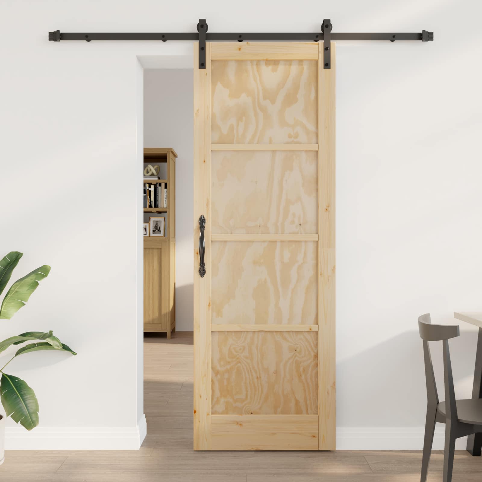 Bīdāmās durvis dabīgas un melnas 73,5 x 211 cm