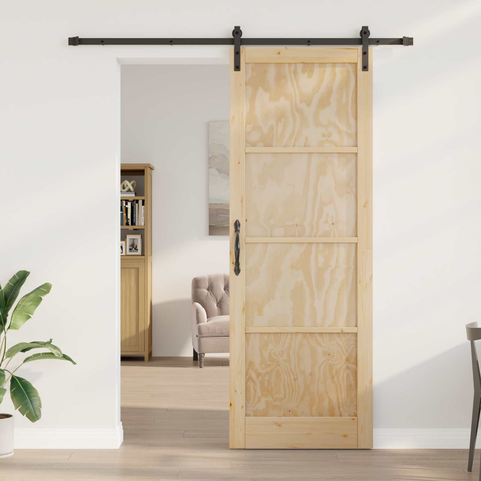 Slankios durys Natūrali ir juoda 83 x 232 cm