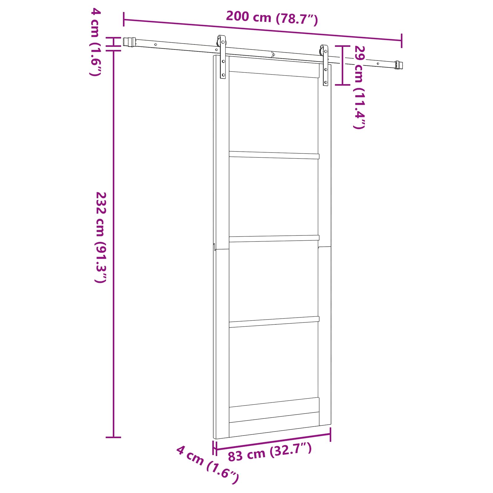 Slankios durys Balta ir juoda 83 x 232 cm