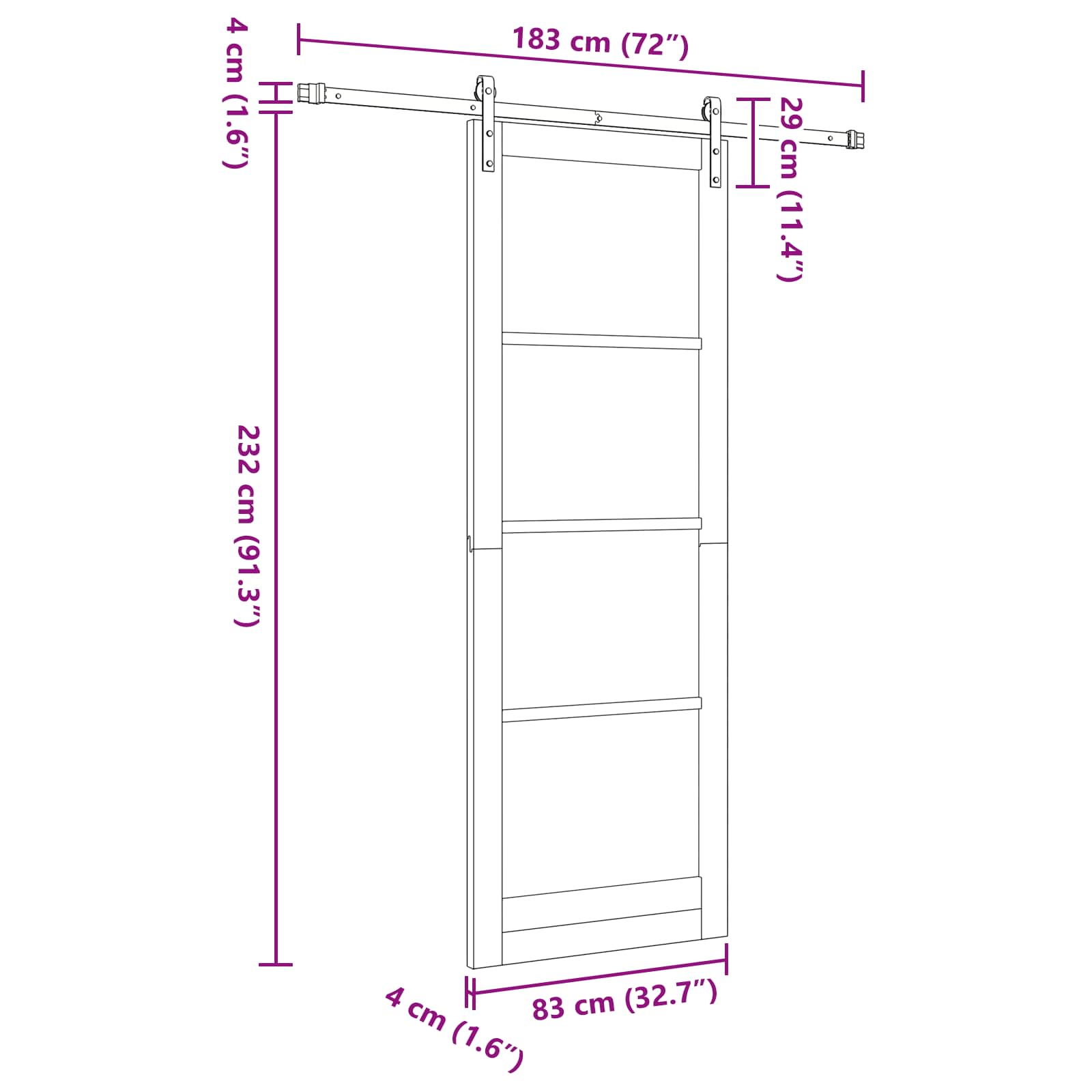 Slankios durys Natūrali ir Balta 83 x 232 cm