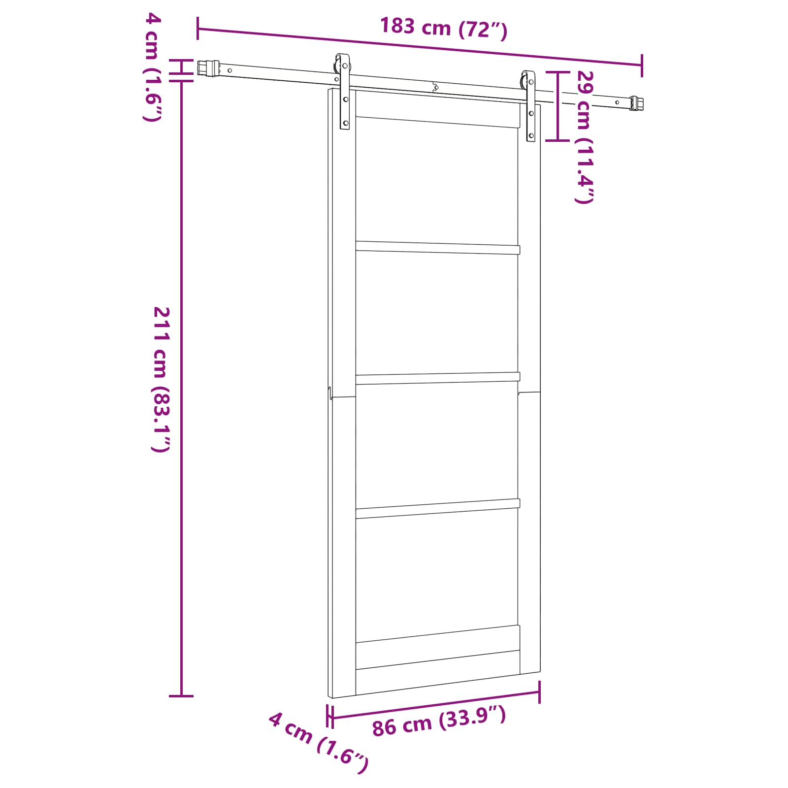 Slankios durys Natūrali ir Balta 86 x 211 cm