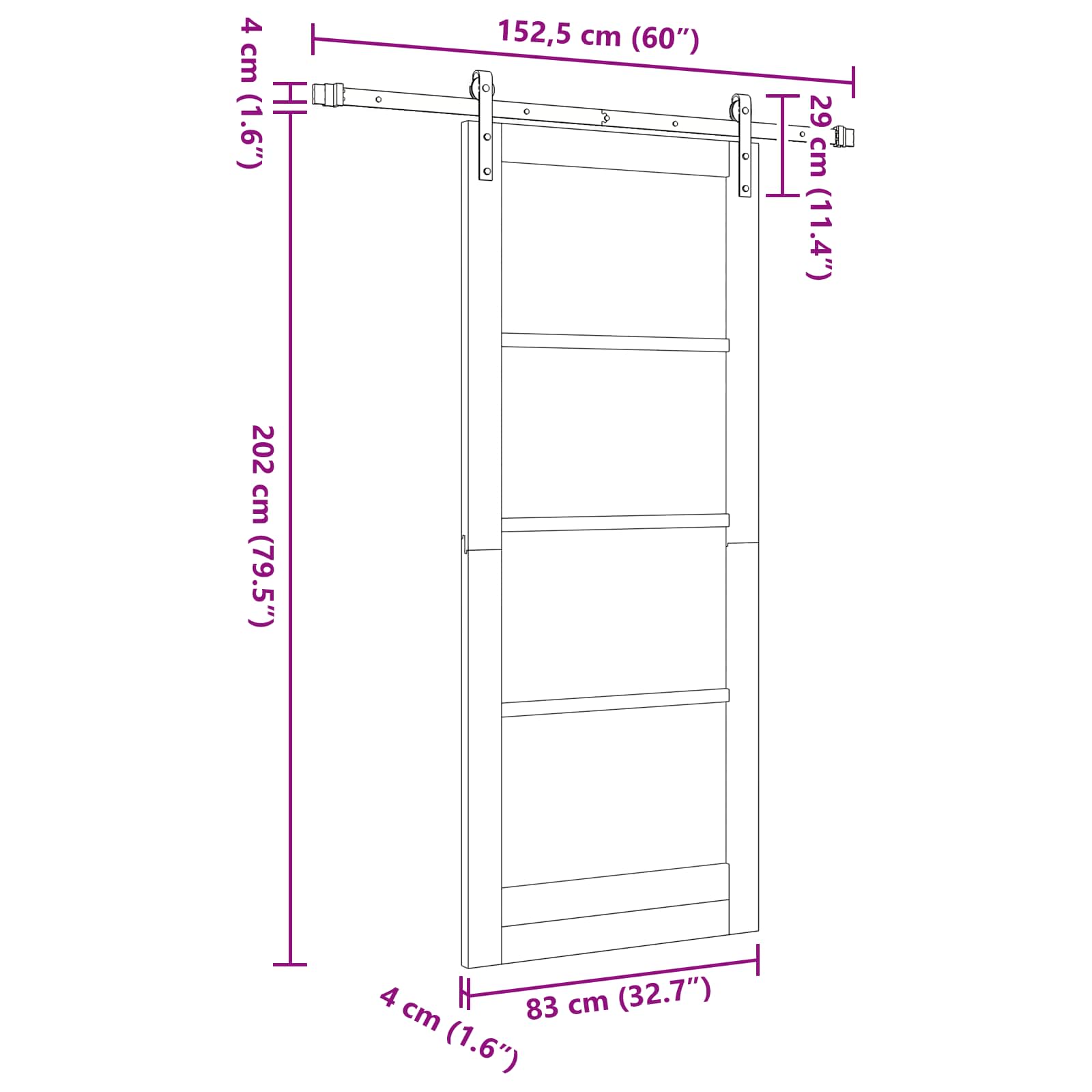 Slankios durys Balta 83 x 202 cm Pušies medienos masyvas