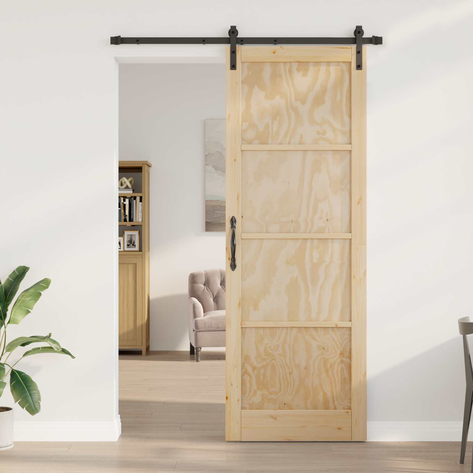 Slankios durys Natūrali 83 x 232 cm Pušies medienos masyvas