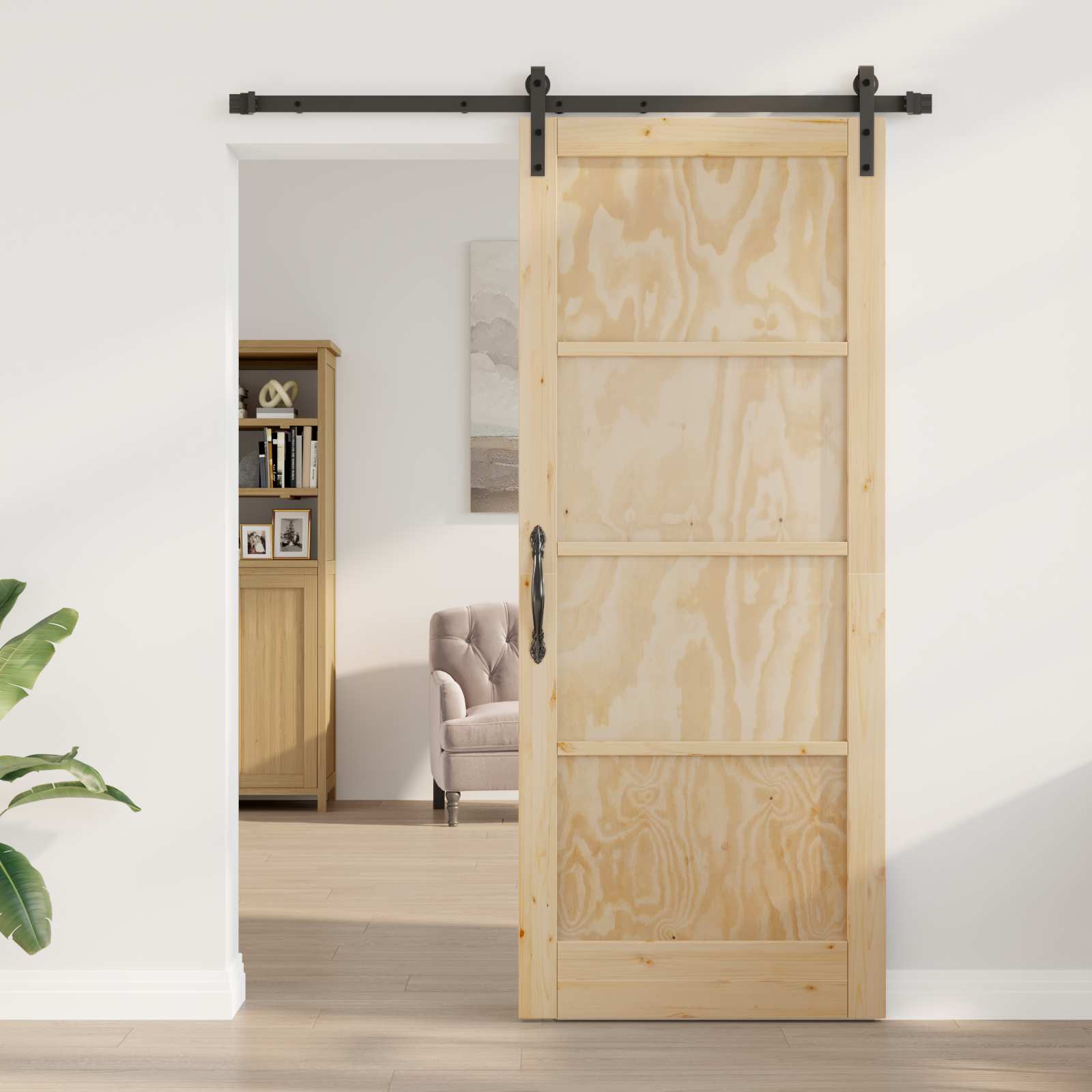 Bīdāmās durvis dabīgas 86 x 211 cm Masīva priedes koks