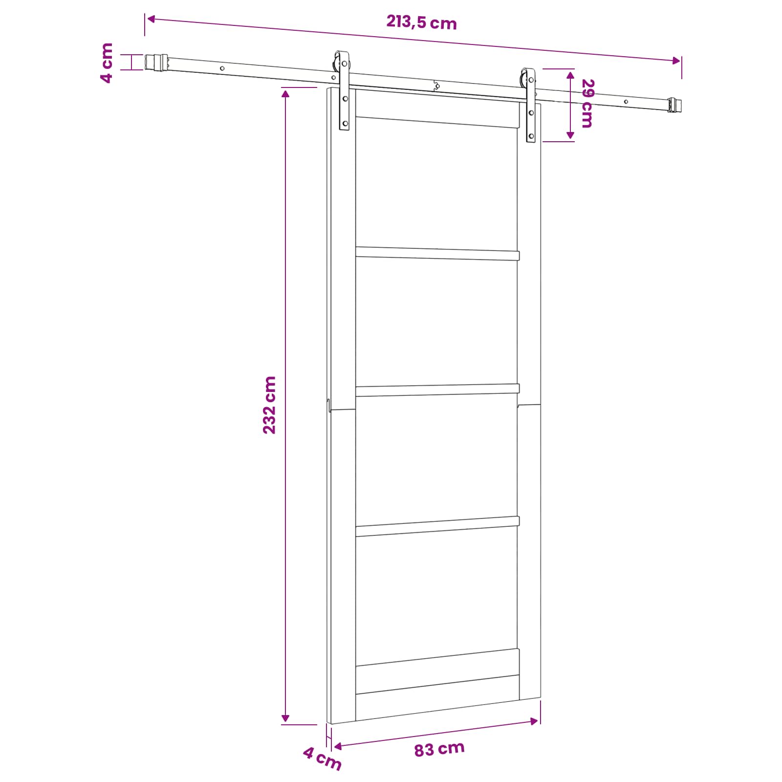 Slankios durys Natūrali 83 x 232 cm Pušies medienos masyvas