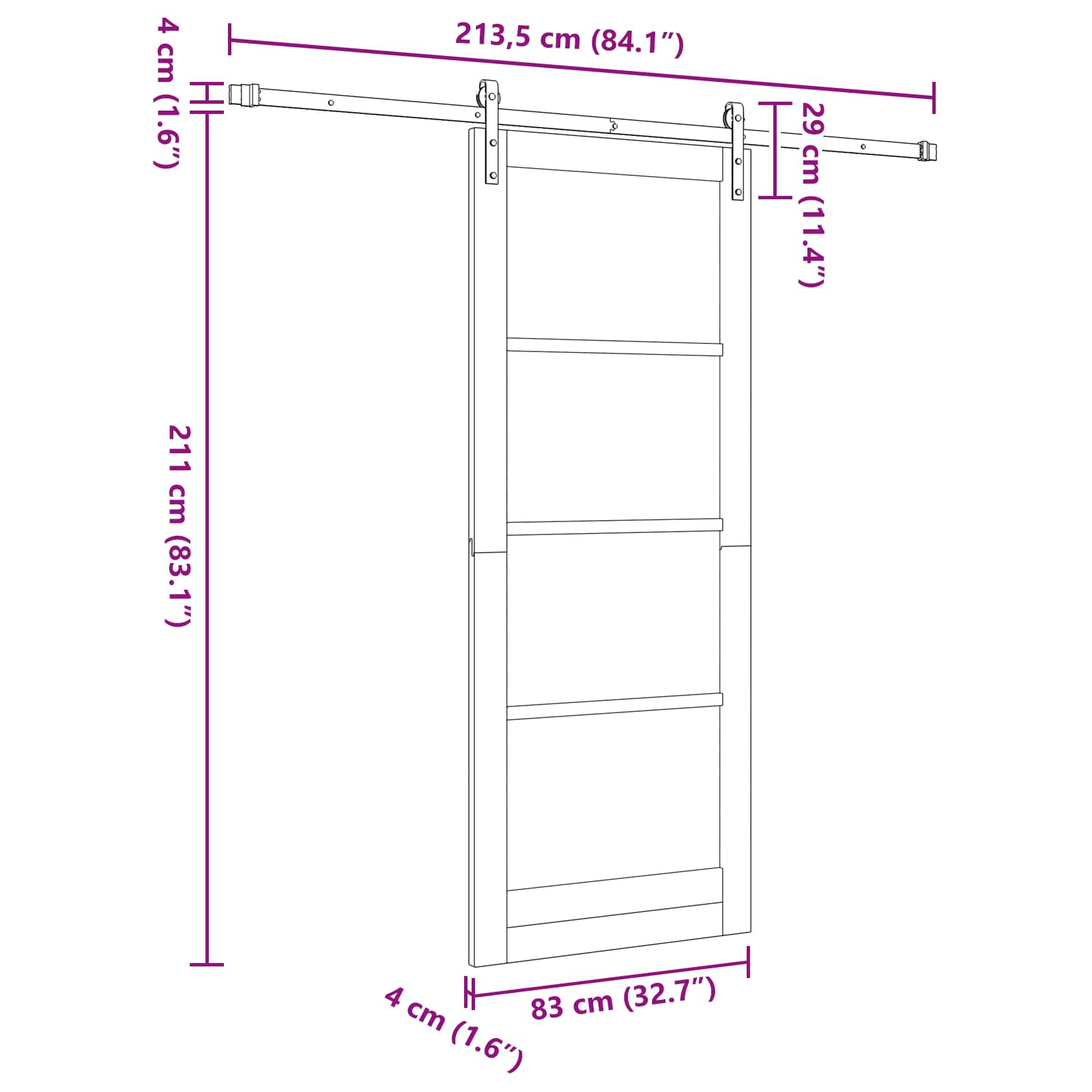 Slankios durys Balta 83 x 232 cm Pušies medienos masyvas