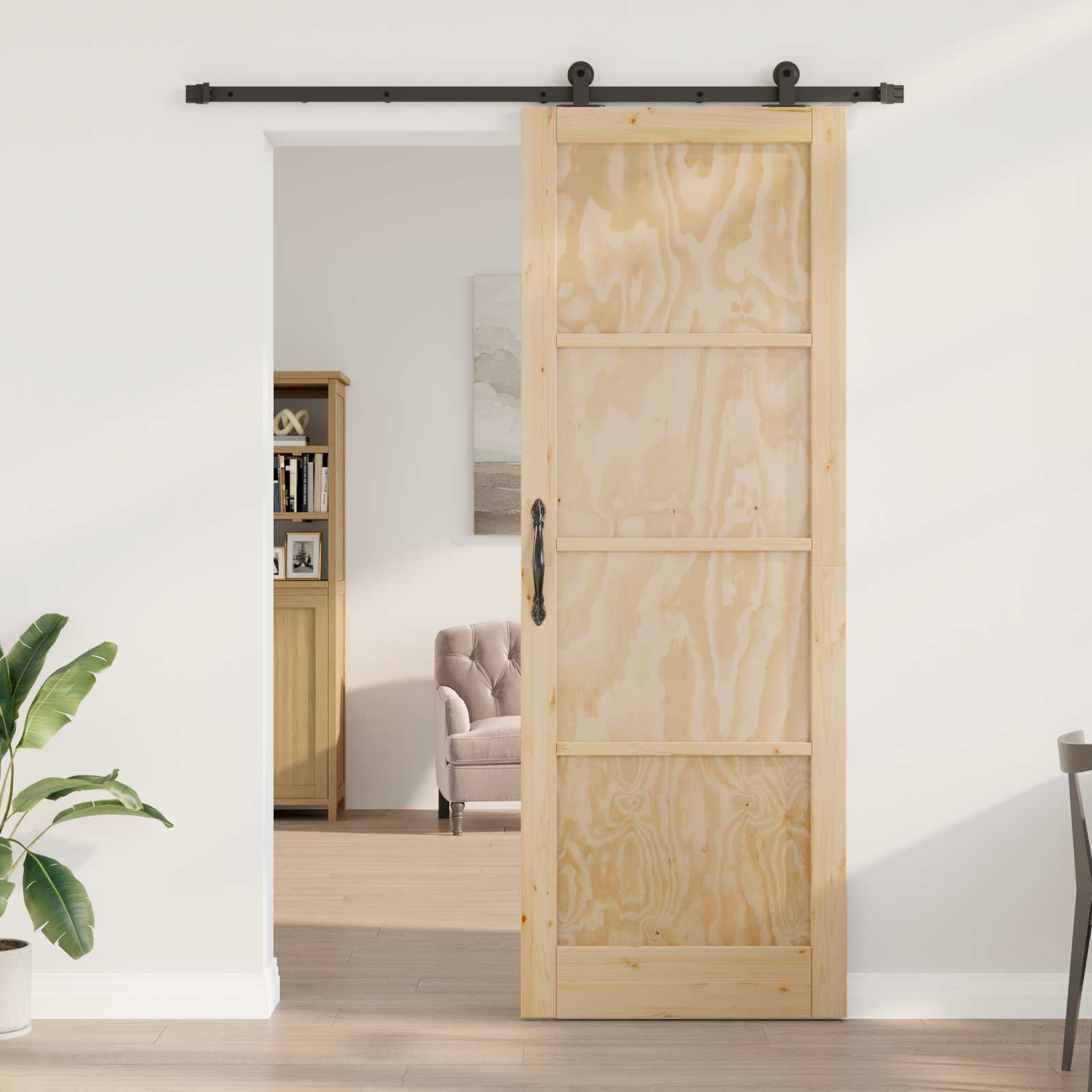 Slankios durys Natūrali ir juoda 83 x 232 cm