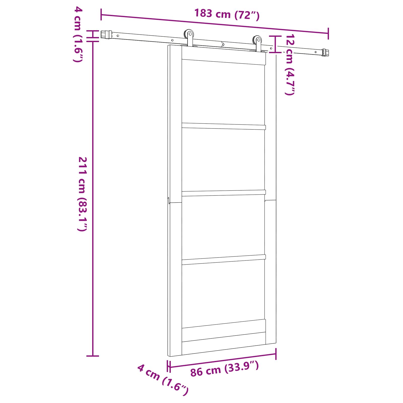 Slankios durys Natūrali ir juoda 86 x 211 cm