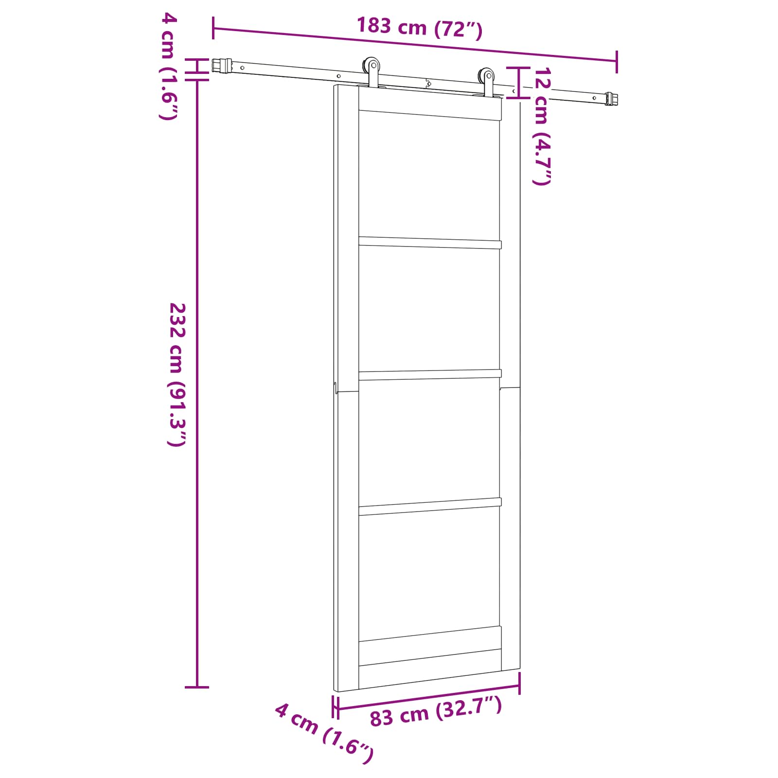 Slankios durys Natūrali ir Balta 83 x 232 cm