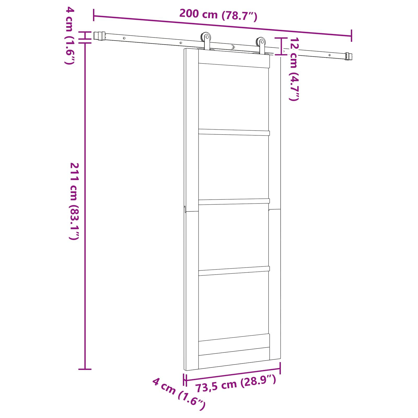 Slankios durys Natūrali ir Balta 73,5 x 211 cm