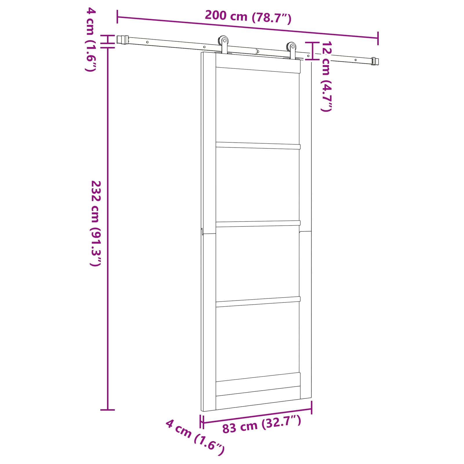 Slankios durys Natūrali ir Balta 83 x 232 cm
