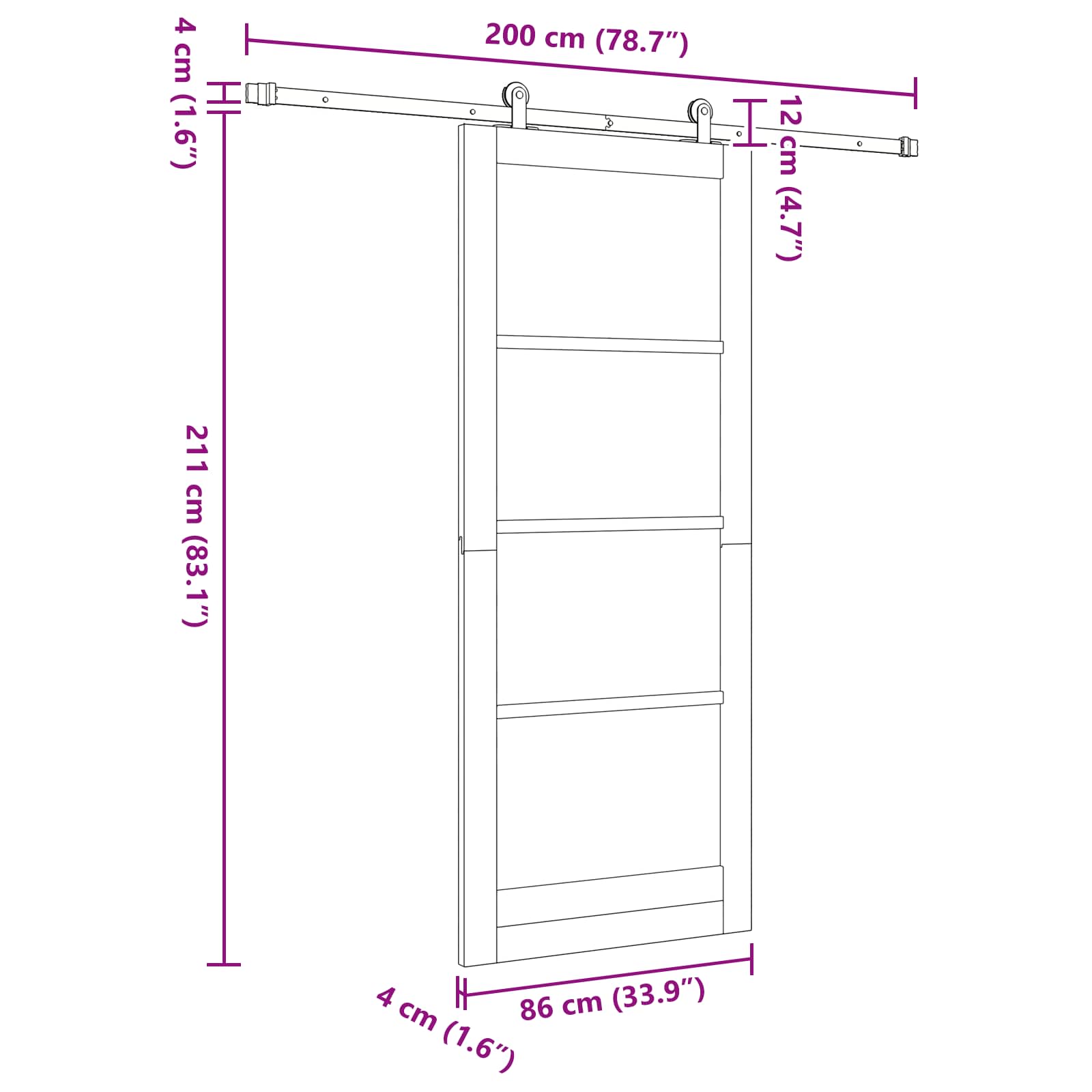 Slankios durys Natūrali ir Balta 86 x 211 cm