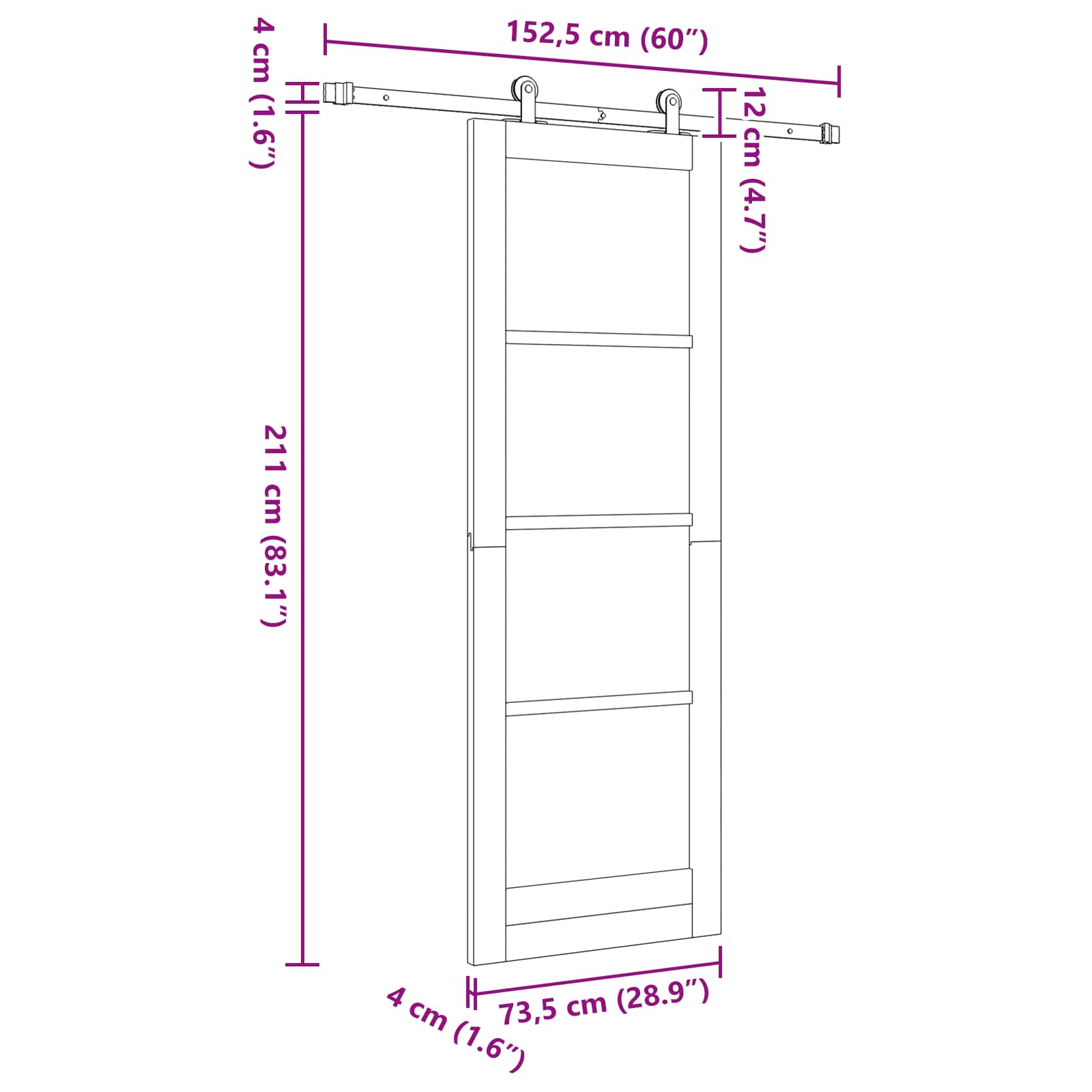 Slankios durys ORKDAL Natūrali 73,5 x 211 cm
