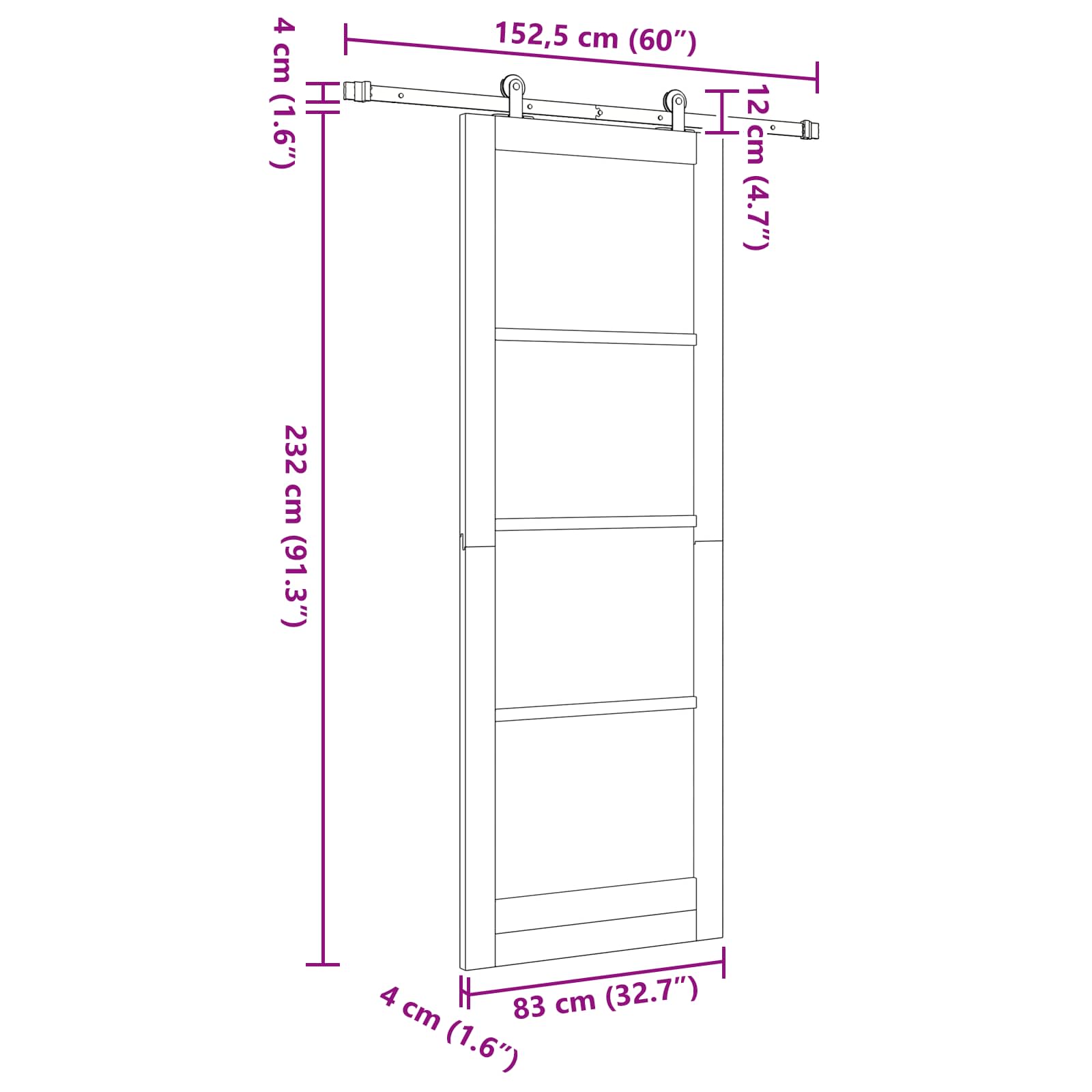 Slankios durys ORKDAL 83 x 232 cm Pušies medienos masyvas
