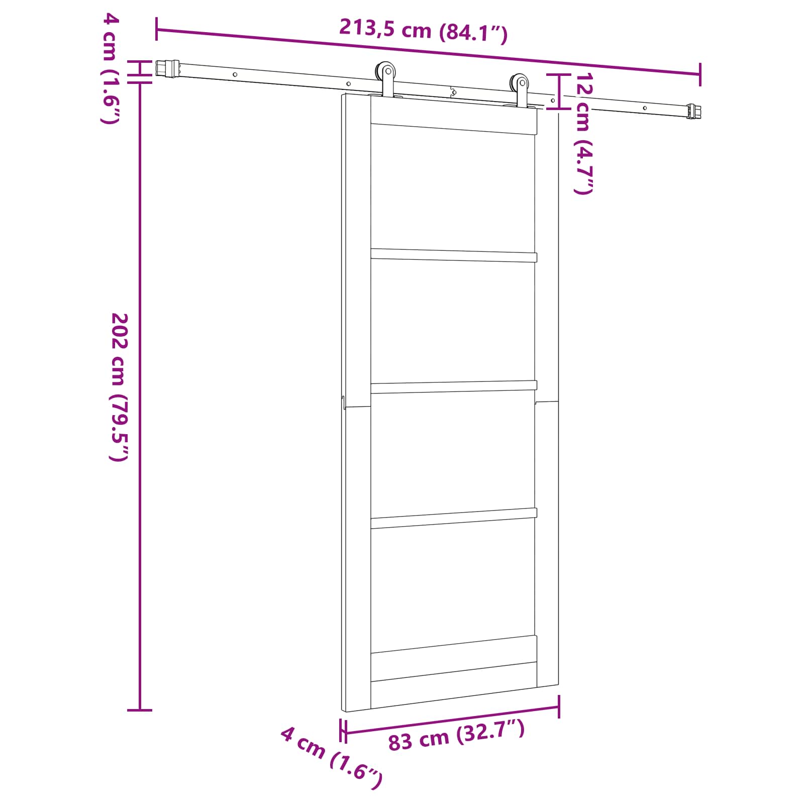 Slankios durys ORKDAL Balta 83 x 202 cm Pušies medienos masyvas