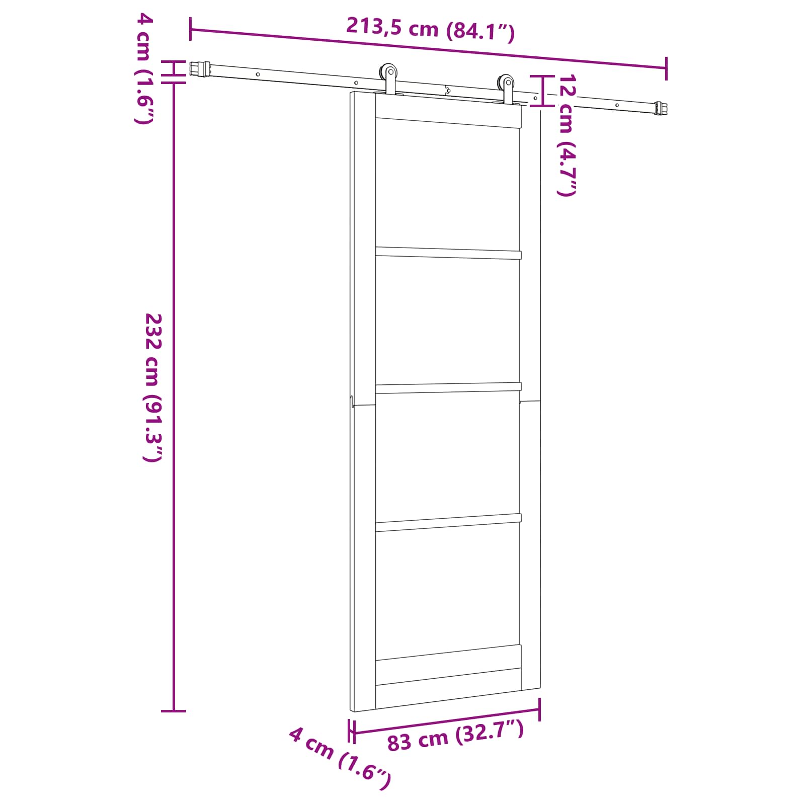 Slankios durys ORKDAL 83 x 232 cm Pušies medienos masyvas