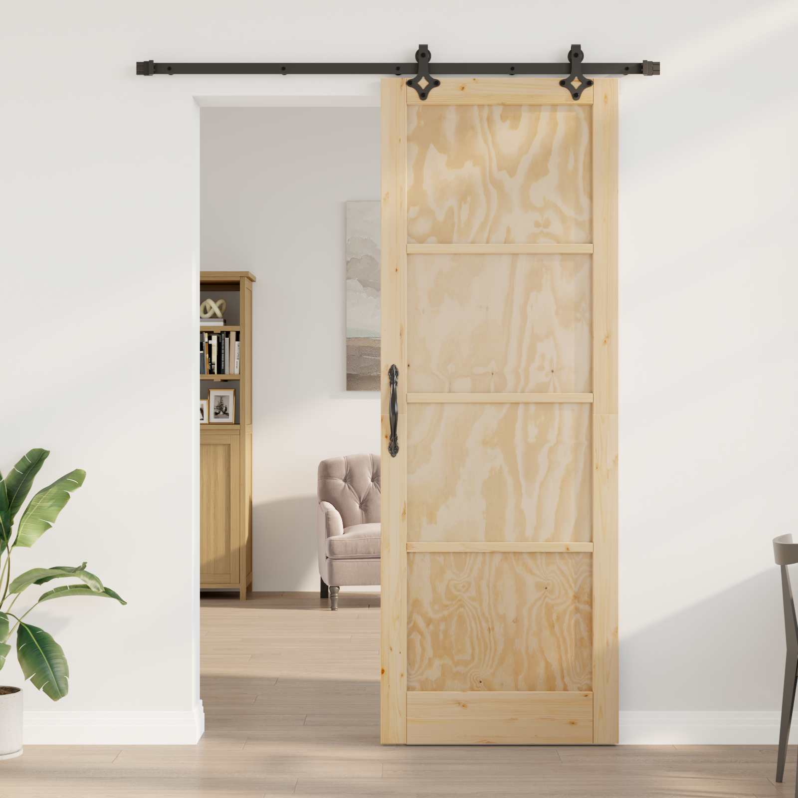 Slankios durys Natūrali ir juoda 83 x 232 cm